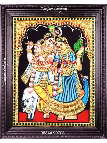 Authentic Radha Krishna Painting with Peacock